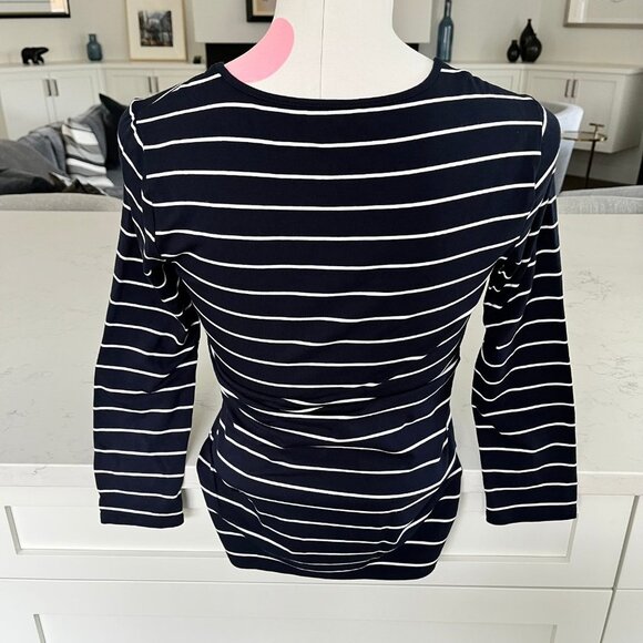 Vince Camuto Casual 3/4 Sleeve Scoop Neck Striped Top Navy + White Sz XXS - Picture 5 of 9